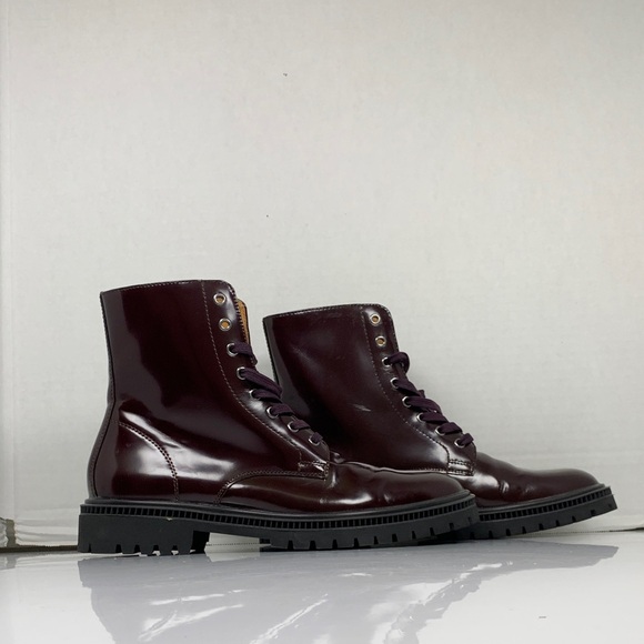 Express Mens Burgundy Leather Military Style Boots Mens Size 8 main image 8